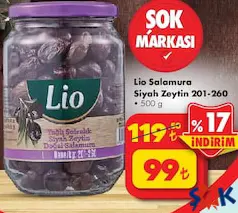 LİO SALAMURA SİYAH ZEYTİN 201-260 500 G